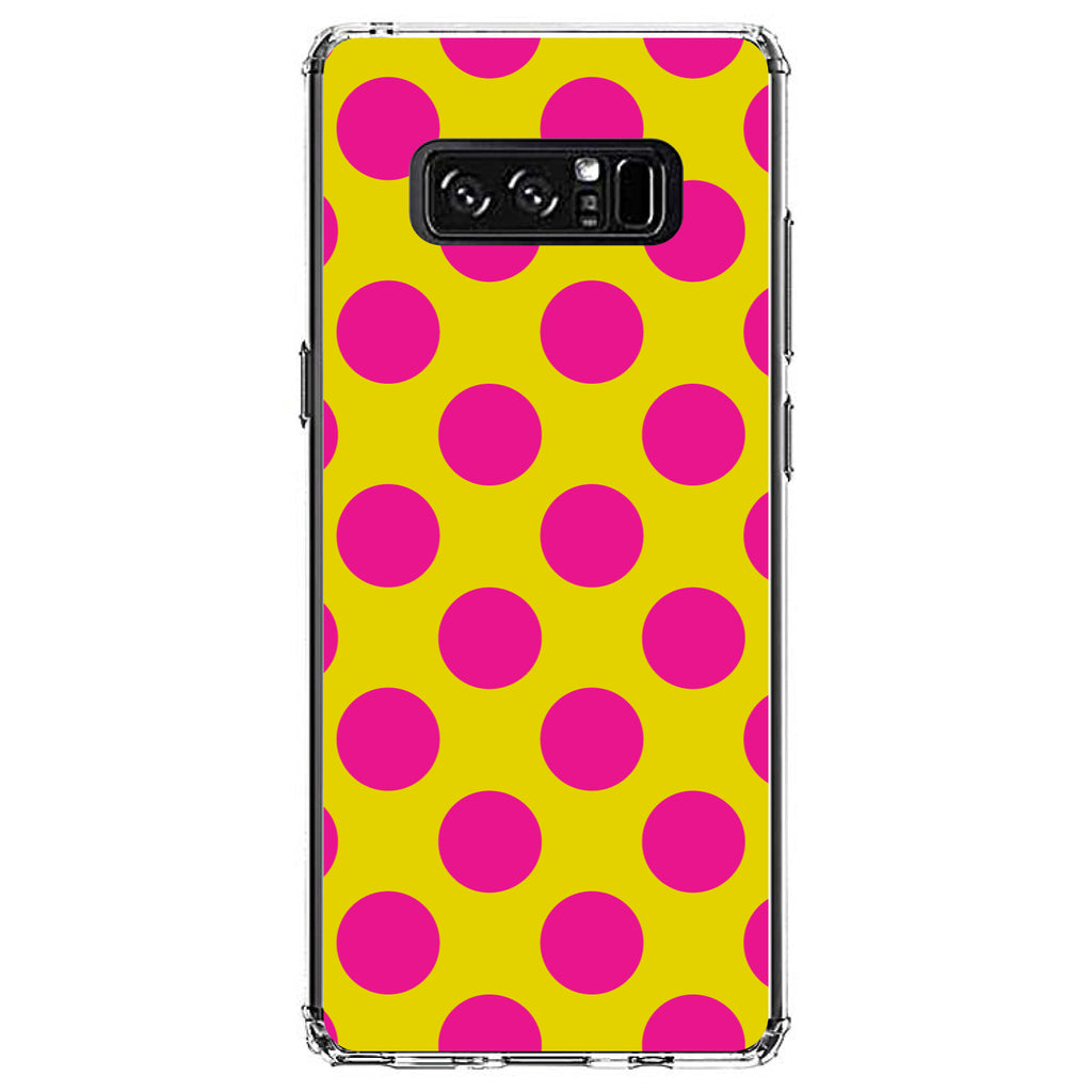 Yellow Hot Pink Polka Dots Clear Shockproof iPhone Case, view 12