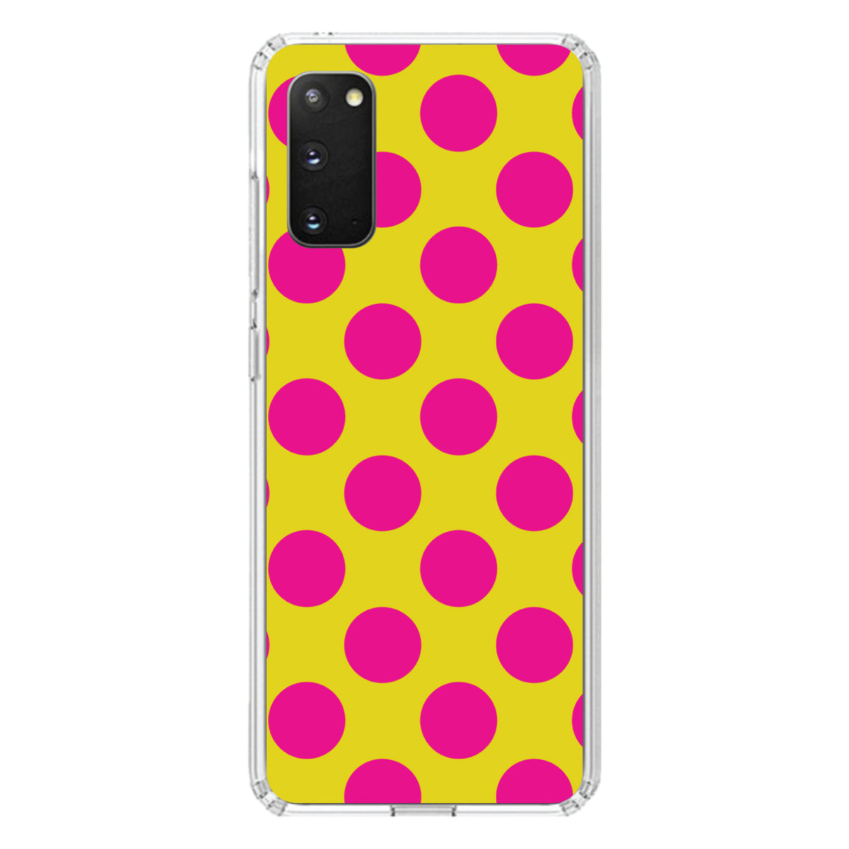 Yellow Hot Pink Polka Dots Clear Shockproof iPhone Case, view 14