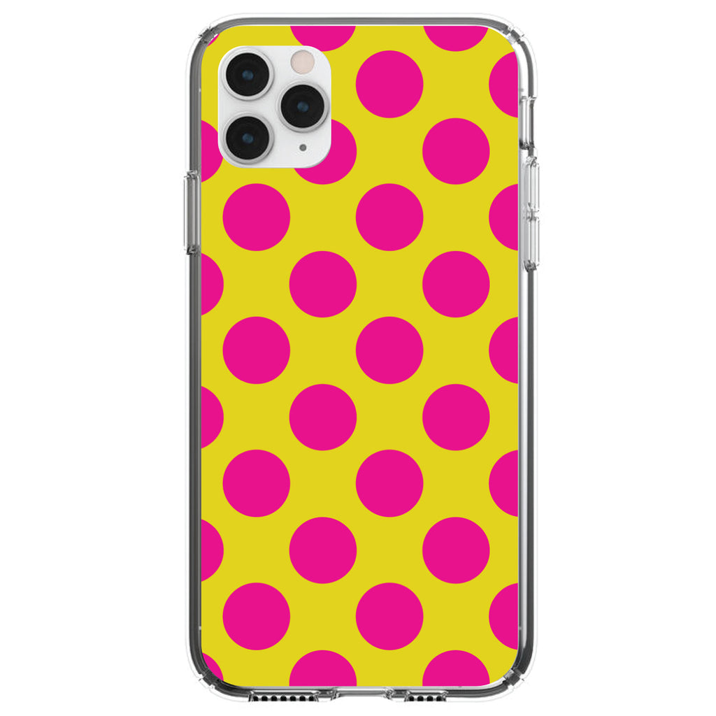 Yellow Hot Pink Polka Dots Clear Shockproof iPhone Case