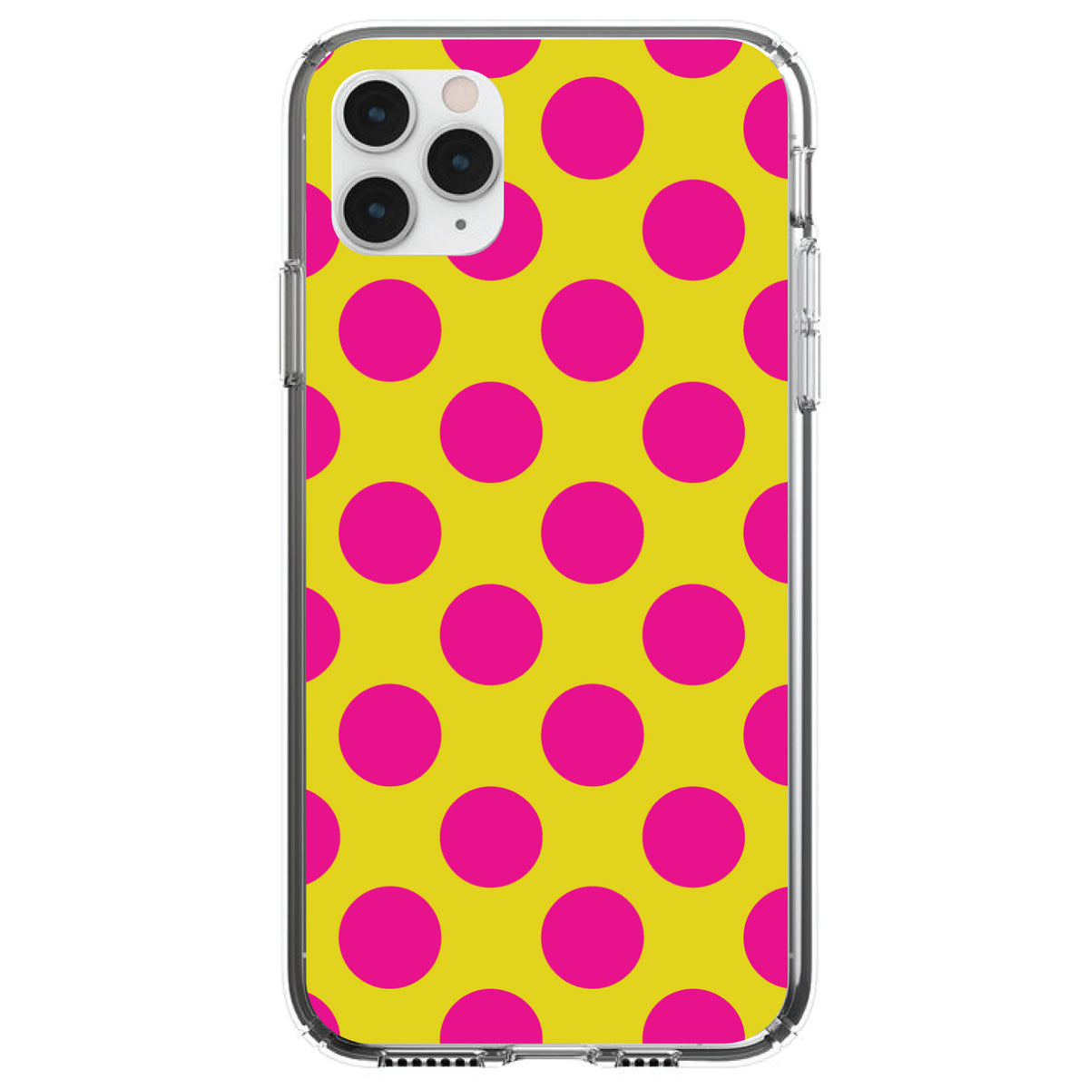Yellow Hot Pink Polka Dots Clear Shockproof iPhone Case
