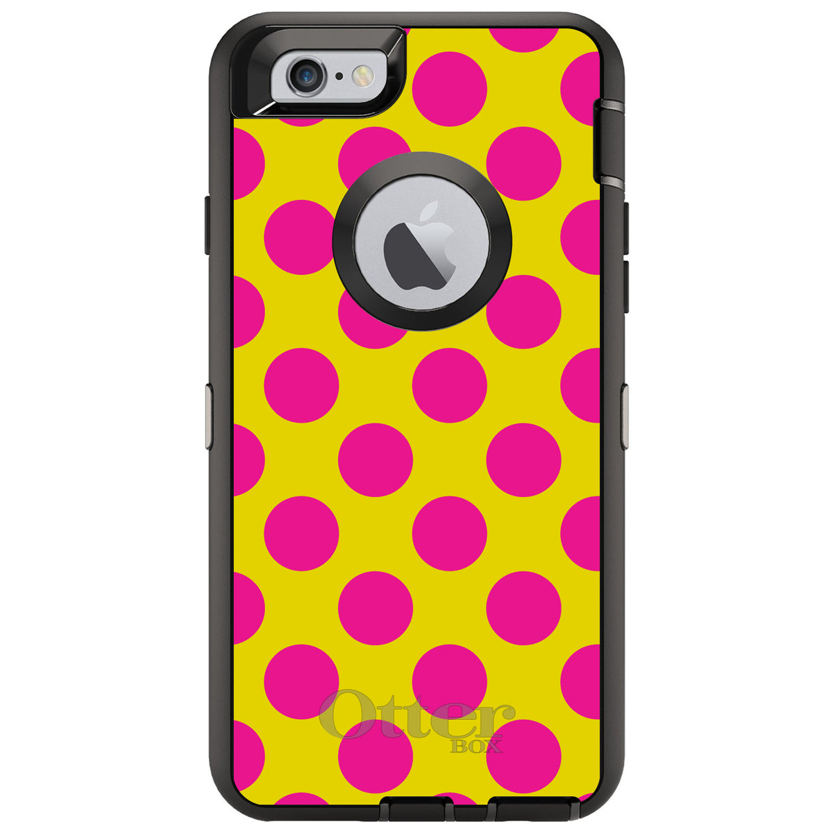 Yellow Hot Pink Polka Dots OtterBox Defender Case for iPhone & Galaxy, view 4