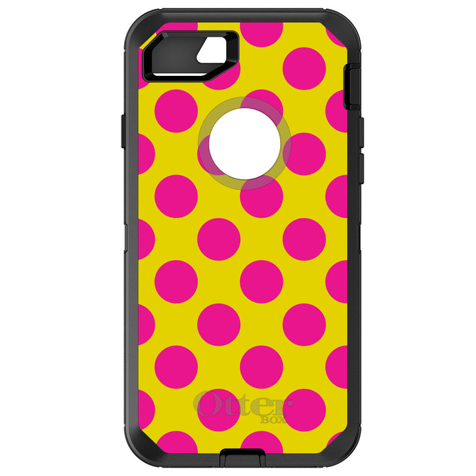 DistinctInk™ OtterBox Defender Series Case for Apple iPhone / Samsung Galaxy / Google Pixel - Yellow Hot Pink Polka Dots