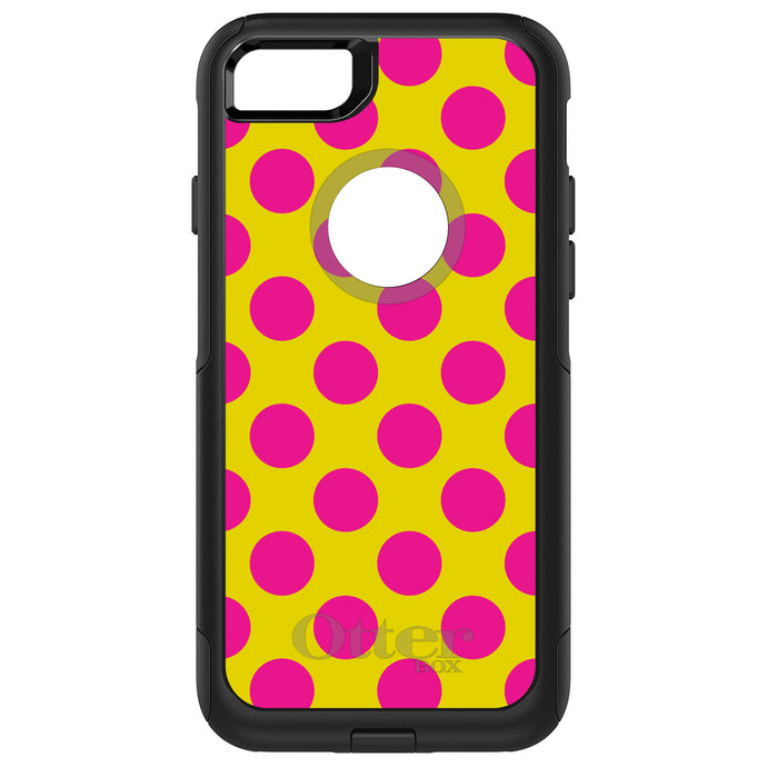 DistinctInk OtterBox Commuter Series Case for Apple iPhone or Samsung Galaxy - Yellow Hot Pink Polka Dots