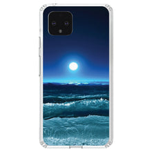 DistinctInk® Clear Shockproof Hybrid Case for Apple iPhone / Samsung Galaxy / Google Pixel - Moonlit Ocean Waves