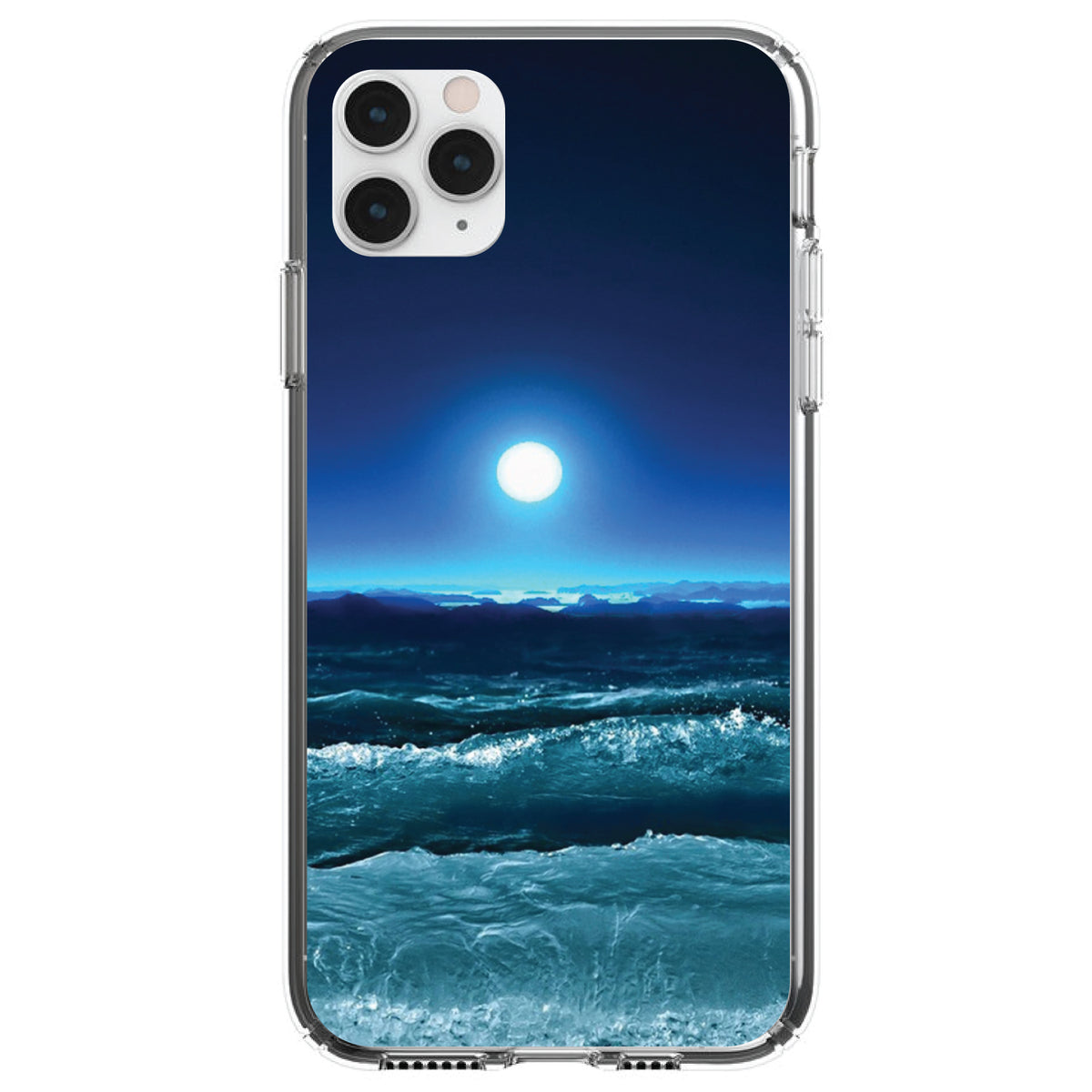 Moonlit Ocean Waves Clear Shockproof iPhone Case