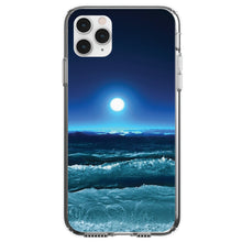 DistinctInk® Clear Shockproof Hybrid Case for Apple iPhone / Samsung Galaxy / Google Pixel - Moonlit Ocean Waves