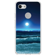 DistinctInk® Clear Shockproof Hybrid Case for Apple iPhone / Samsung Galaxy / Google Pixel - Moonlit Ocean Waves