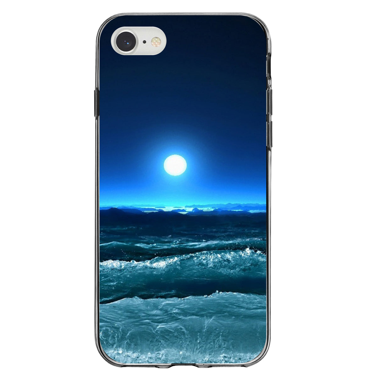 Moonlit Ocean Waves Clear Shockproof iPhone Case, view 5