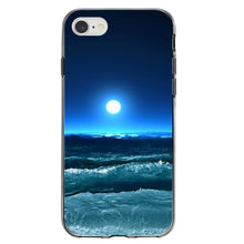 DistinctInk® Clear Shockproof Hybrid Case for Apple iPhone / Samsung Galaxy / Google Pixel - Moonlit Ocean Waves