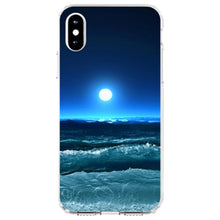 DistinctInk® Clear Shockproof Hybrid Case for Apple iPhone / Samsung Galaxy / Google Pixel - Moonlit Ocean Waves