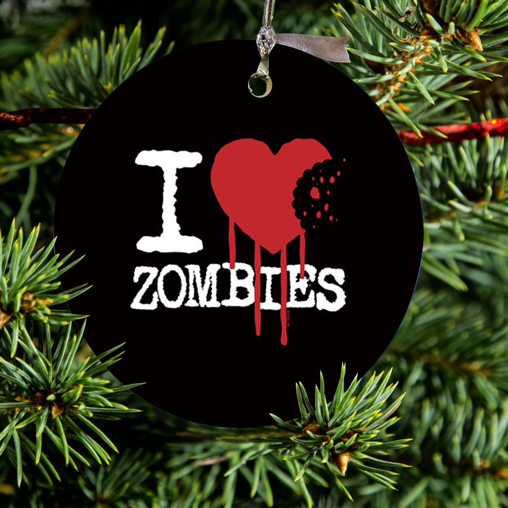 I Heart Zombies Ceramic Ornament, view 2