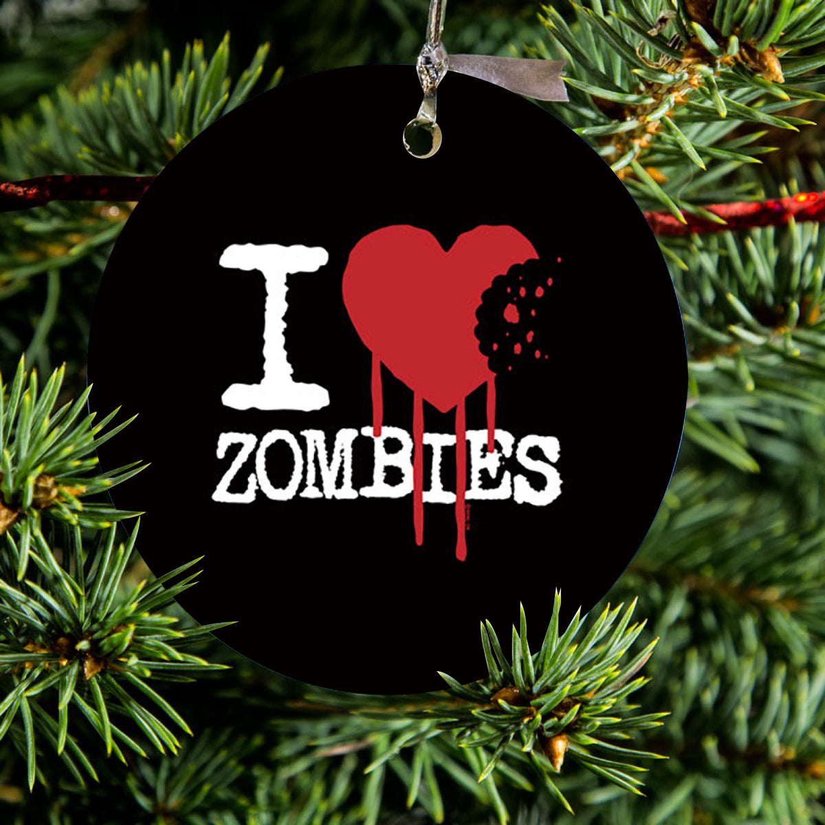 I Heart Zombies Ceramic Ornament, view 2