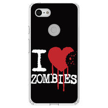 DistinctInk® Clear Shockproof Hybrid Case for Apple iPhone / Samsung Galaxy / Google Pixel - I Heart Zombies