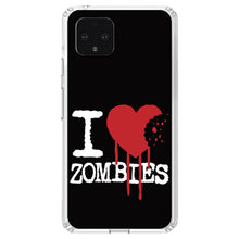 DistinctInk® Clear Shockproof Hybrid Case for Apple iPhone / Samsung Galaxy / Google Pixel - I Heart Zombies
