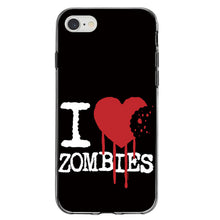 DistinctInk® Clear Shockproof Hybrid Case for Apple iPhone / Samsung Galaxy / Google Pixel - I Heart Zombies