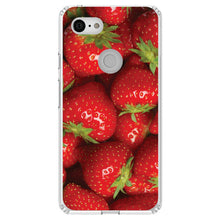 DistinctInk® Clear Shockproof Hybrid Case for Apple iPhone / Samsung Galaxy / Google Pixel - Bright Red Strawberries