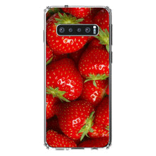 DistinctInk® Clear Shockproof Hybrid Case for Apple iPhone / Samsung Galaxy / Google Pixel - Bright Red Strawberries