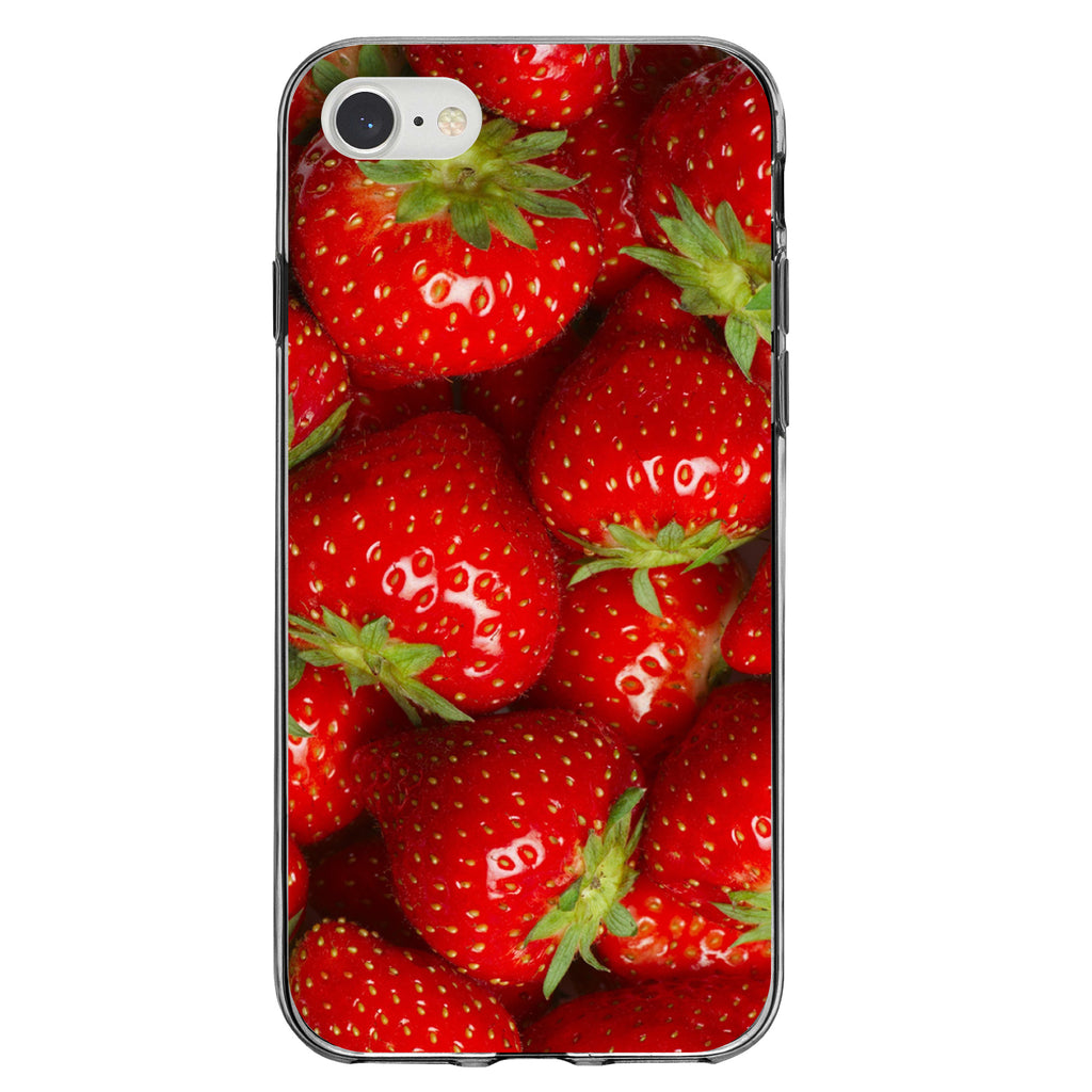 Bright Red Strawberries Clear Shockproof iPhone Case, view 5