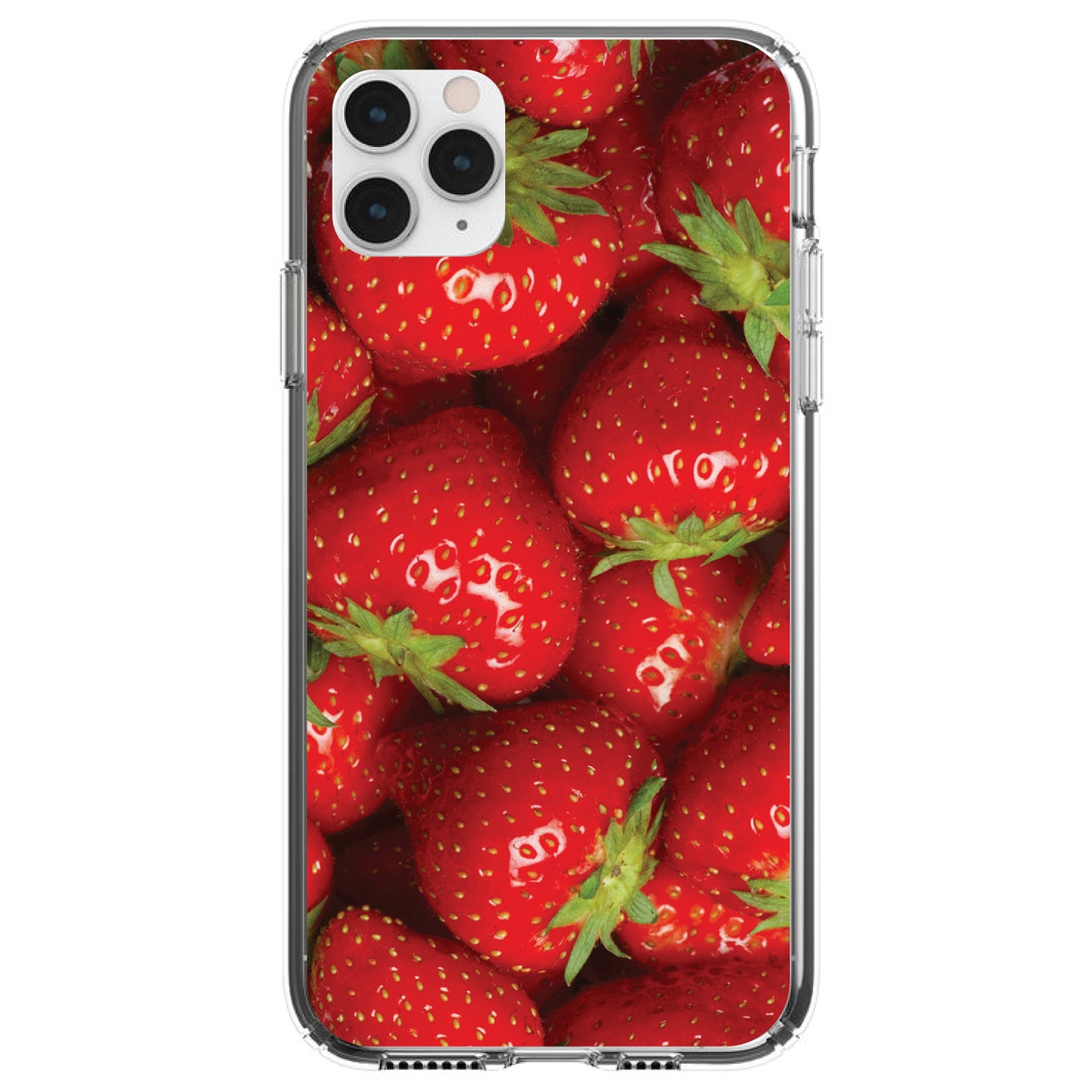 DistinctInk® Clear Shockproof Hybrid Case for Apple iPhone / Samsung Galaxy / Google Pixel - Bright Red Strawberries