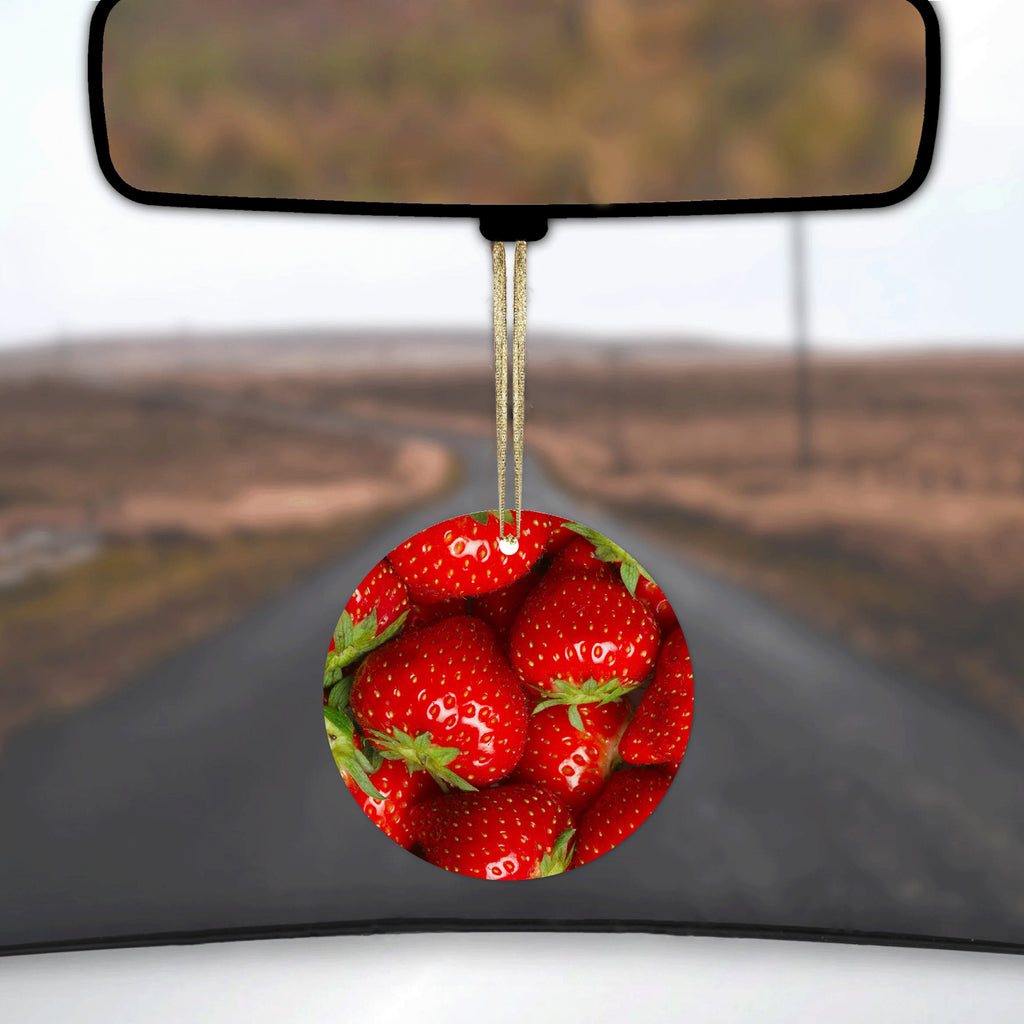 Bright Red Strawberries Ceramic Ornament, view 3