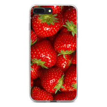 DistinctInk® Clear Shockproof Hybrid Case for Apple iPhone / Samsung Galaxy / Google Pixel - Bright Red Strawberries