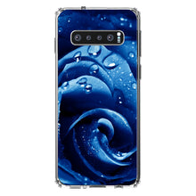 DistinctInk® Clear Shockproof Hybrid Case for Apple iPhone / Samsung Galaxy / Google Pixel - Blue Dew Covered Rose