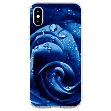 DistinctInk® Clear Shockproof Hybrid Case for Apple iPhone / Samsung Galaxy / Google Pixel - Blue Dew Covered Rose