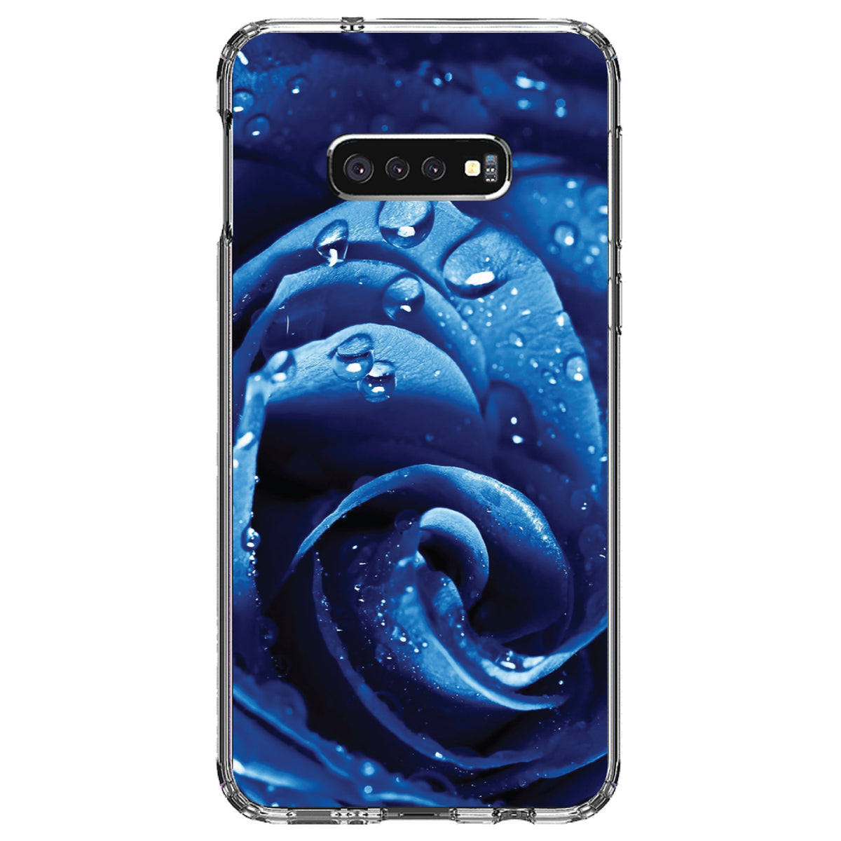 Blue Dew Covered Rose Clear Shockproof iPhone Case, view 18
