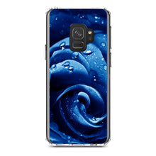 DistinctInk® Clear Shockproof Hybrid Case for Apple iPhone / Samsung Galaxy / Google Pixel - Blue Dew Covered Rose