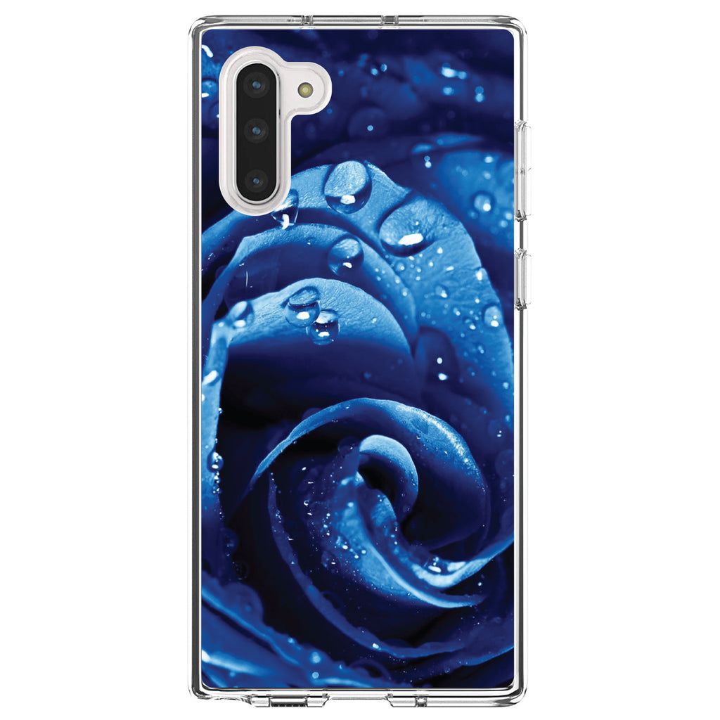Blue Dew Covered Rose Clear Shockproof iPhone Case, view 9