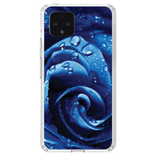 DistinctInk® Clear Shockproof Hybrid Case for Apple iPhone / Samsung Galaxy / Google Pixel - Blue Dew Covered Rose