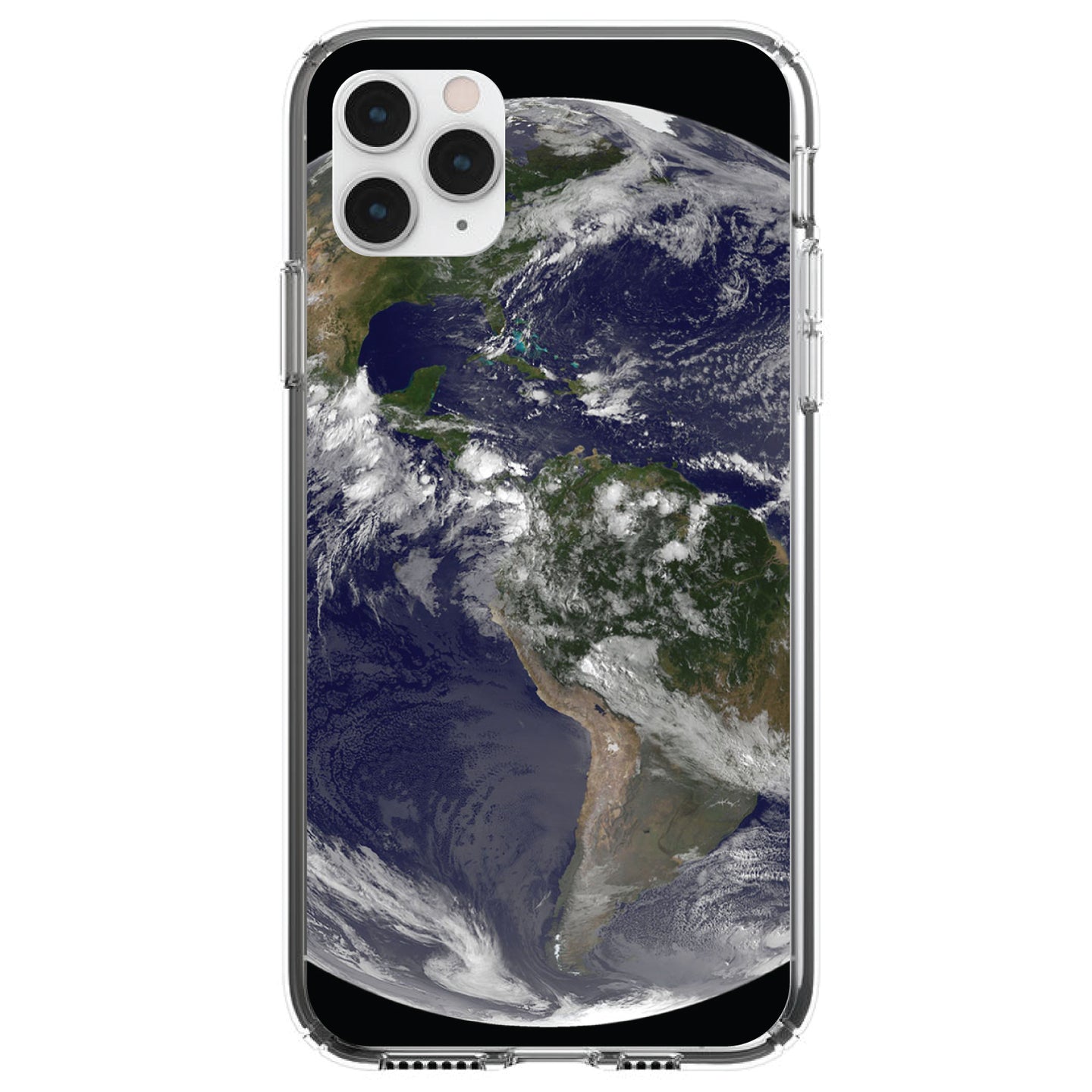 DistinctInk® Clear Shockproof Hybrid Case for Apple iPhone / Samsung Galaxy / Google Pixel - Earth Space Western Hemisphere