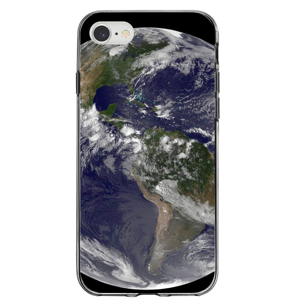 Earth Space Western Hemisphere Clear Shockproof iPhone Case, view 5