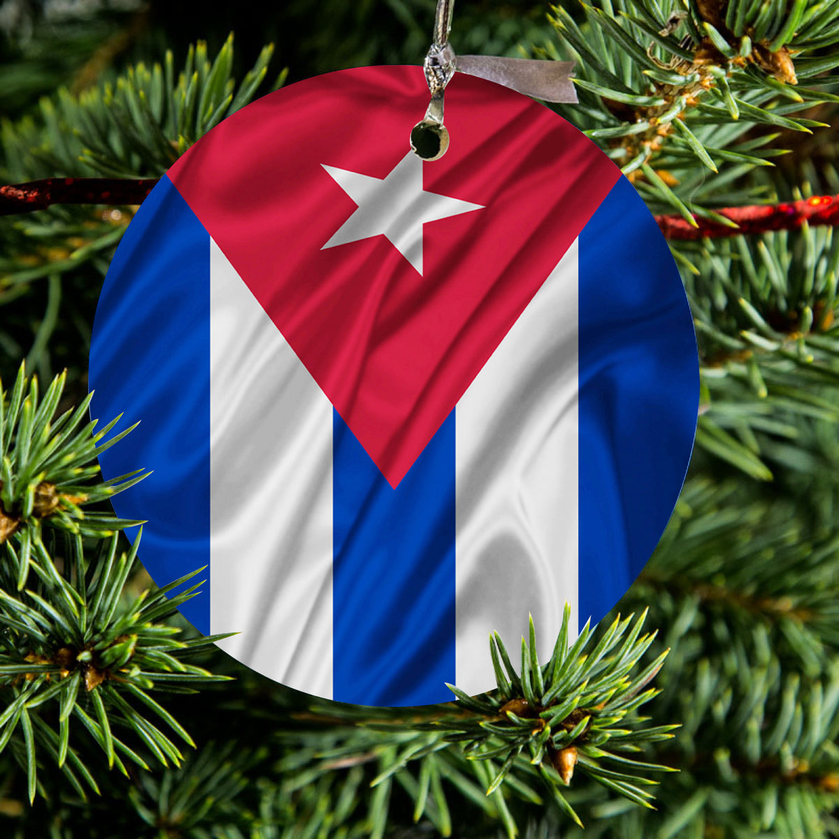Red White Blue Cuban Flag Cuba Ceramic Ornament, view 2