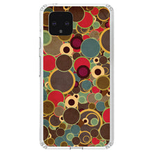 DistinctInk® Clear Shockproof Hybrid Case for Apple iPhone / Samsung Galaxy / Google Pixel - Brown Red Yellow Circles