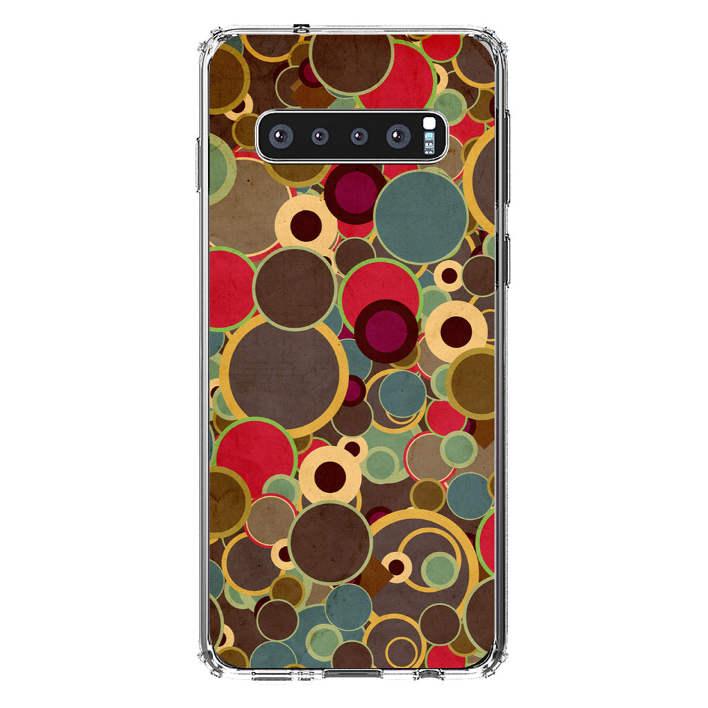 Brown Red Yellow Circles Clear Shockproof iPhone Case, view 17