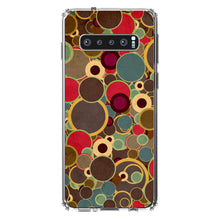 DistinctInk® Clear Shockproof Hybrid Case for Apple iPhone / Samsung Galaxy / Google Pixel - Brown Red Yellow Circles