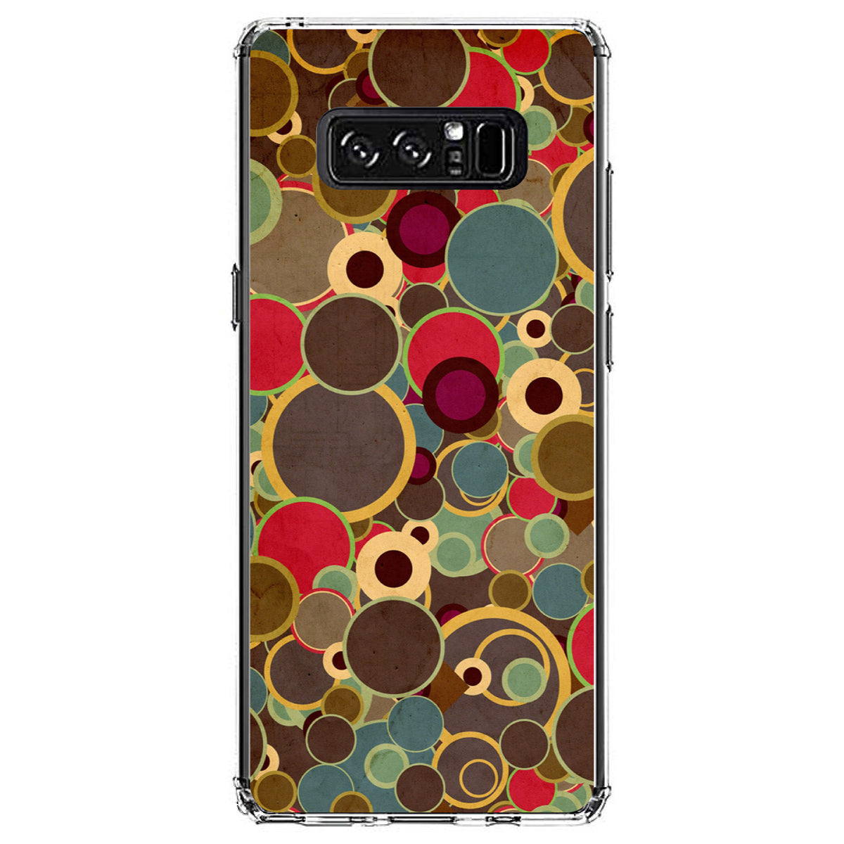 Brown Red Yellow Circles Clear Shockproof iPhone Case, view 12