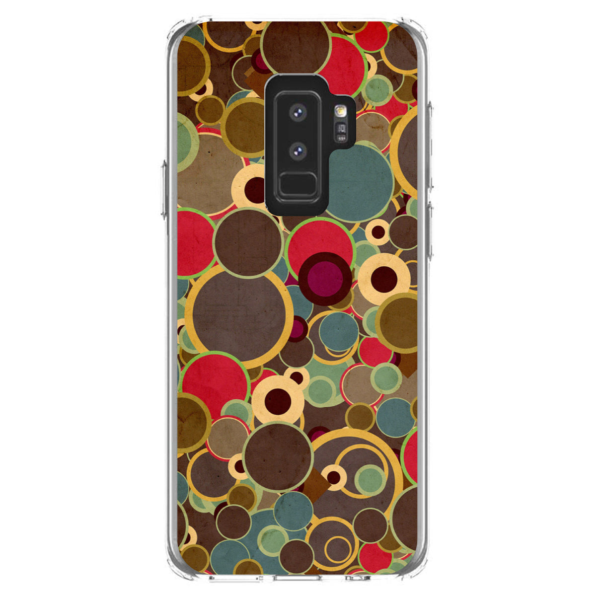 Brown Red Yellow Circles Clear Shockproof iPhone Case, view 20
