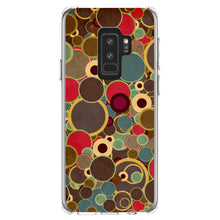 DistinctInk® Clear Shockproof Hybrid Case for Apple iPhone / Samsung Galaxy / Google Pixel - Brown Red Yellow Circles