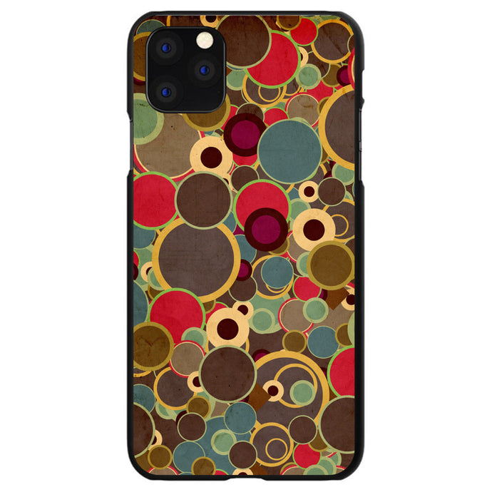 DistinctInk® Hard Plastic Snap-On Case for Apple iPhone or Samsung Galaxy - Brown Red Yellow Circles