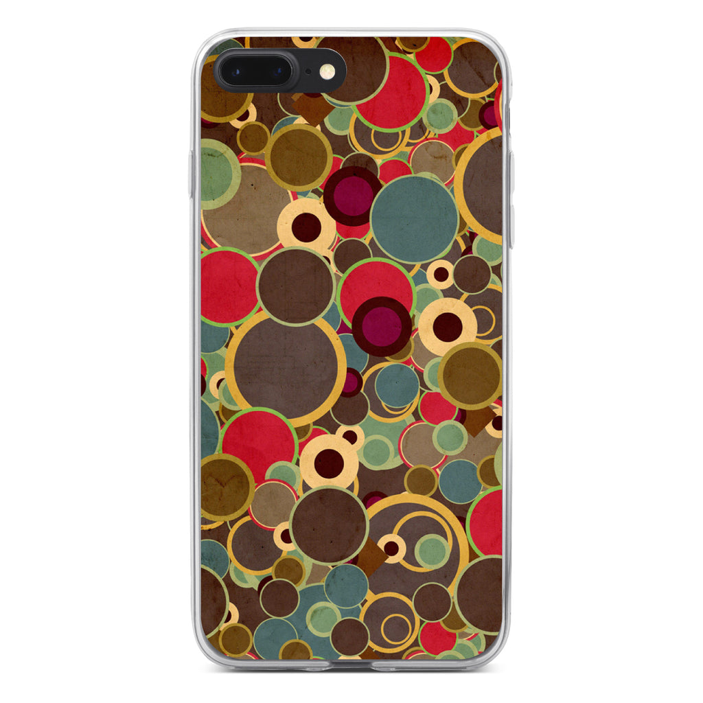 Brown Red Yellow Circles Clear Shockproof iPhone Case, view 6