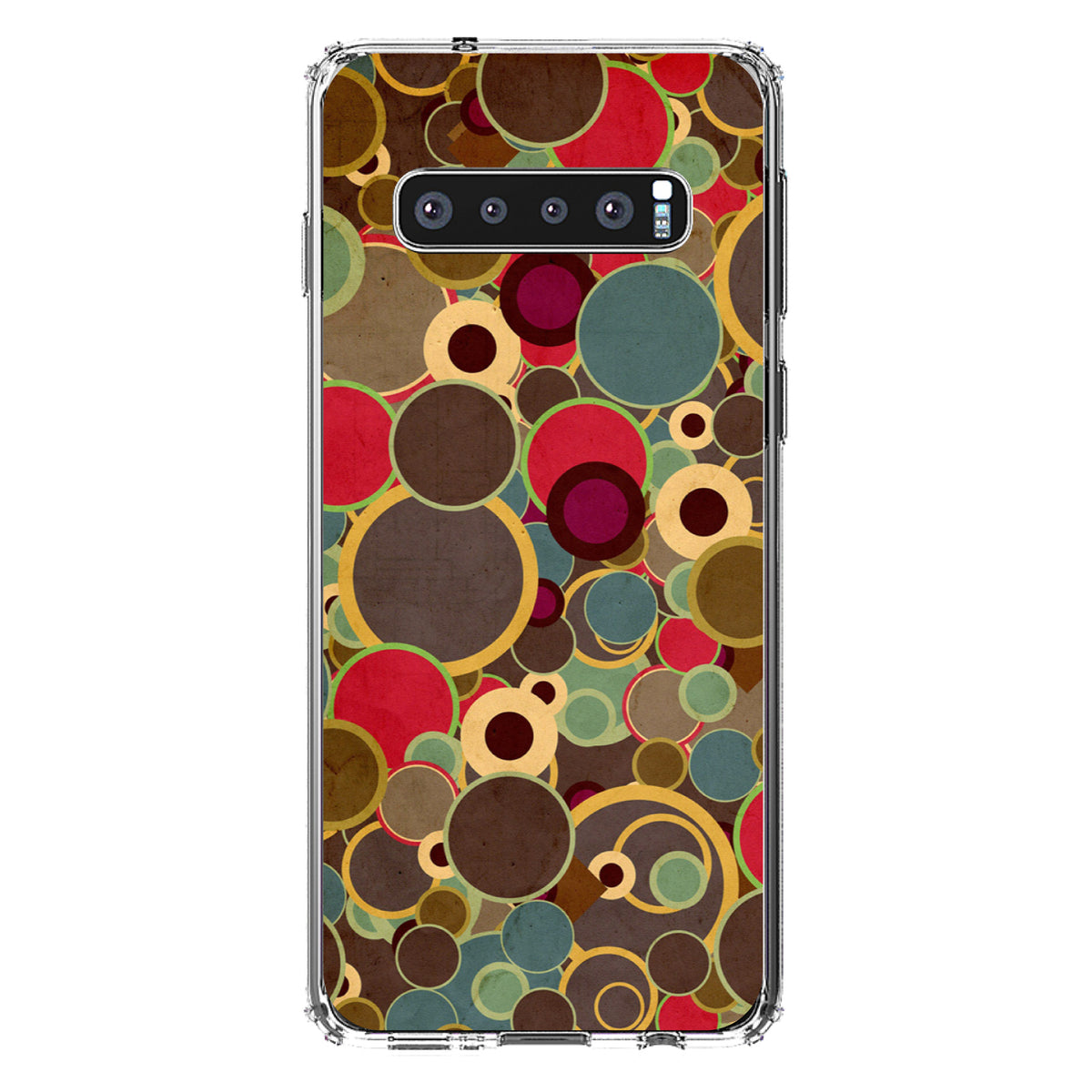 Brown Red Yellow Circles Clear Shockproof iPhone Case, view 16