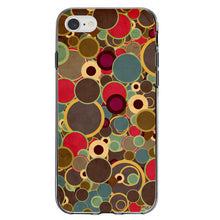 DistinctInk® Clear Shockproof Hybrid Case for Apple iPhone / Samsung Galaxy / Google Pixel - Brown Red Yellow Circles