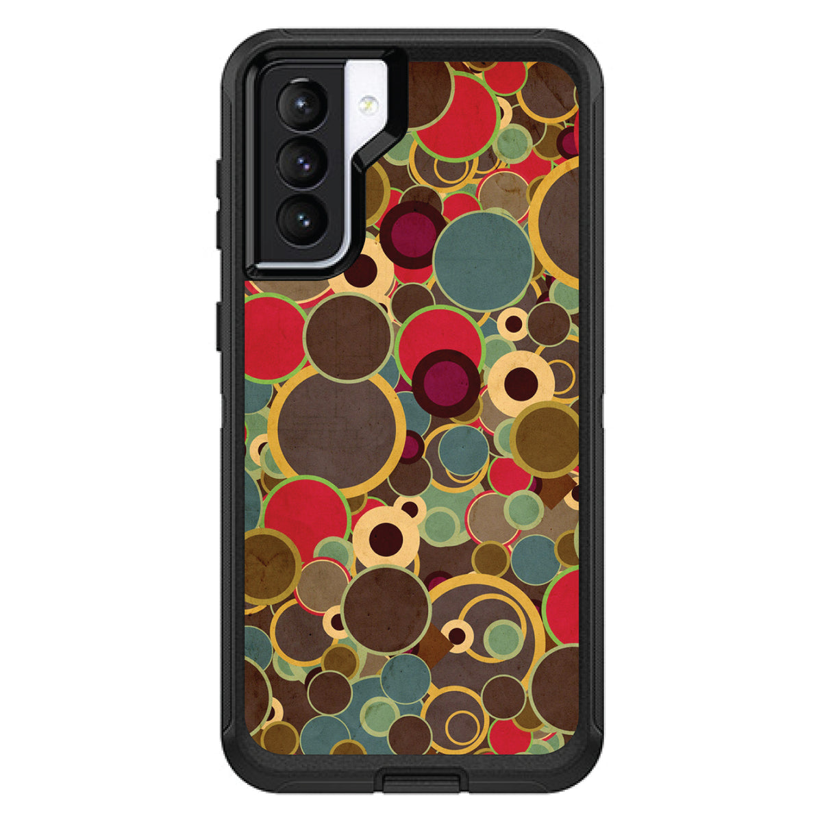 Brown Red Yellow Circles OtterBox Defender Case for iPhone & Galaxy, view 5