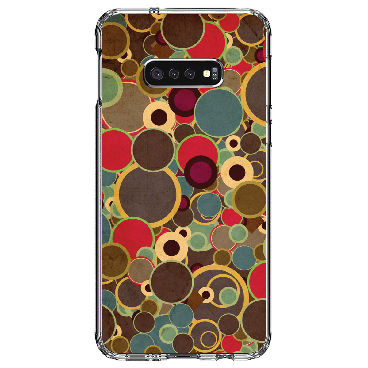 Brown Red Yellow Circles Clear Shockproof iPhone Case, view 18