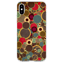 DistinctInk® Clear Shockproof Hybrid Case for Apple iPhone / Samsung Galaxy / Google Pixel - Brown Red Yellow Circles