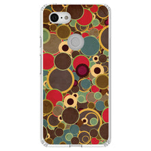 DistinctInk® Clear Shockproof Hybrid Case for Apple iPhone / Samsung Galaxy / Google Pixel - Brown Red Yellow Circles