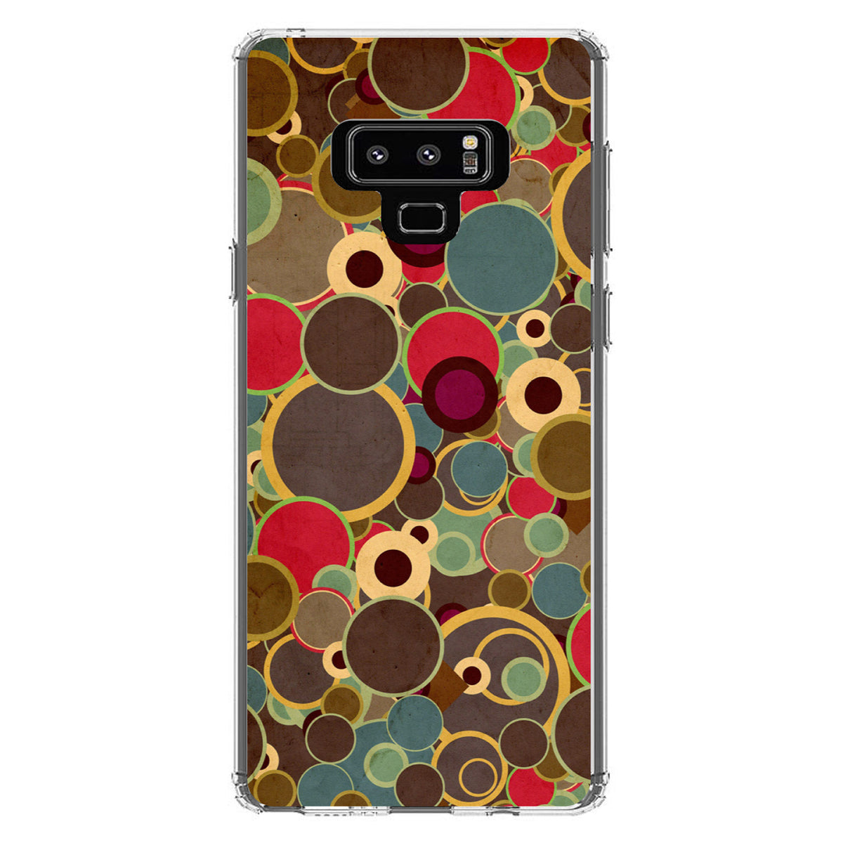 Brown Red Yellow Circles Clear Shockproof iPhone Case, view 11