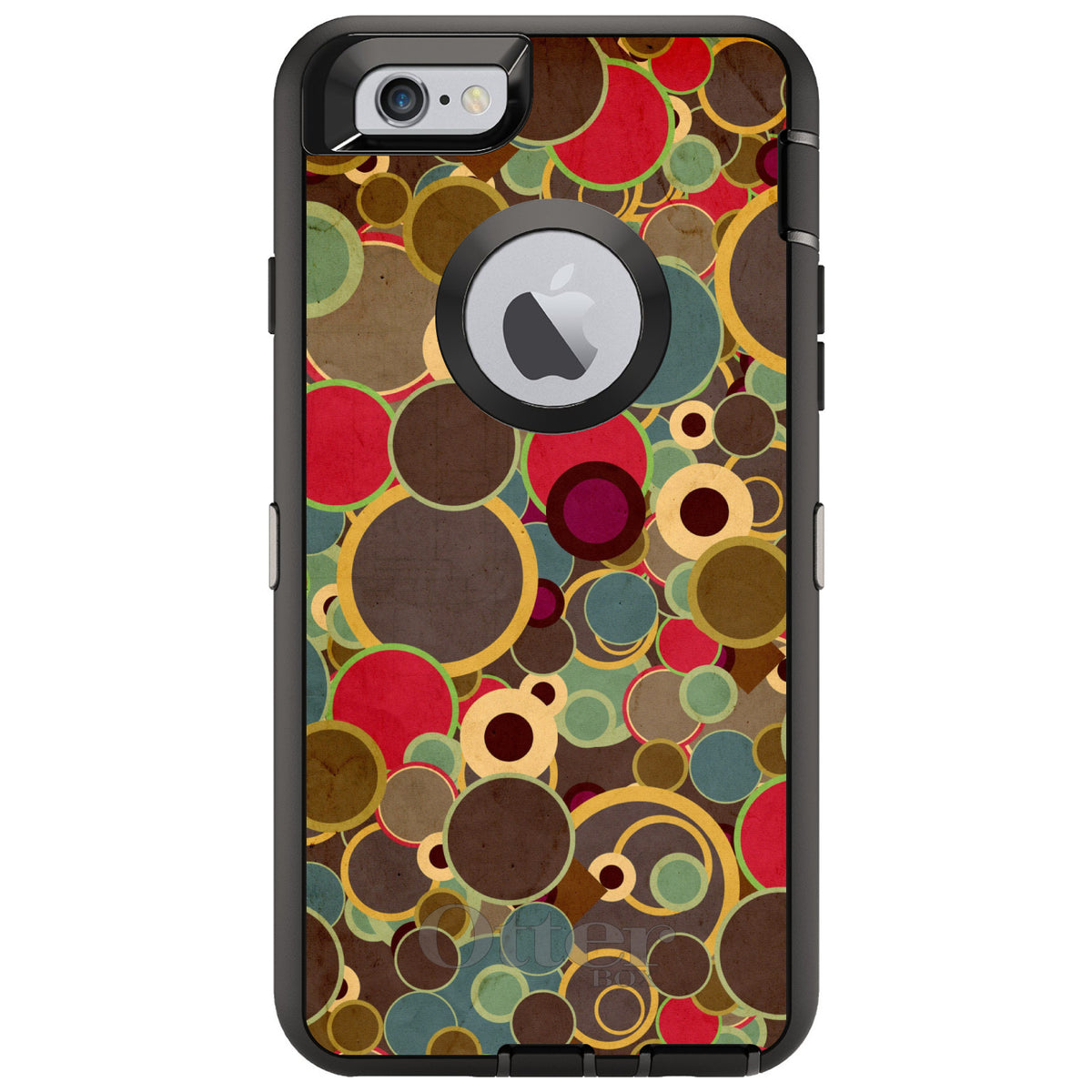 Brown Red Yellow Circles OtterBox Defender Case for iPhone & Galaxy, view 4